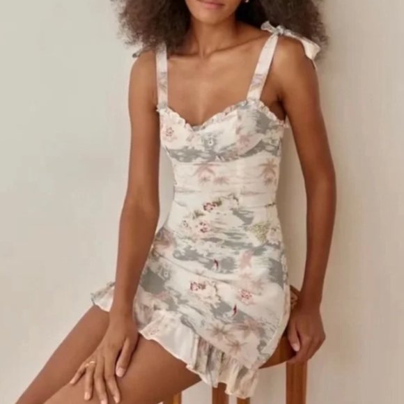 Reformation Christine Mini Dress - Long Beach - Picture 1 of 2